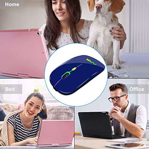 Wireless Bluetooth Mouse for Laptop,Rechargeable Mouse 2.4G USB Optical Wireless Mouse,LED Slim Dual Mode(Bluetooth 5.0 and 2.4G) Wireless Mouse for Laptop, PC, Mac OS,Android,Windows(Dark Blue) 6