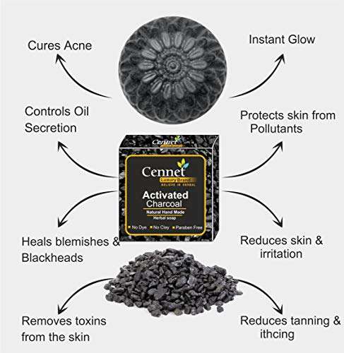 Cennet Activated Charcoal Soap For Women, Deep cleaning & Moisturising Skin & Remove Pimples, Blackheads, Acne Skin care soap.(Set of 2)(2 X 100g) 5