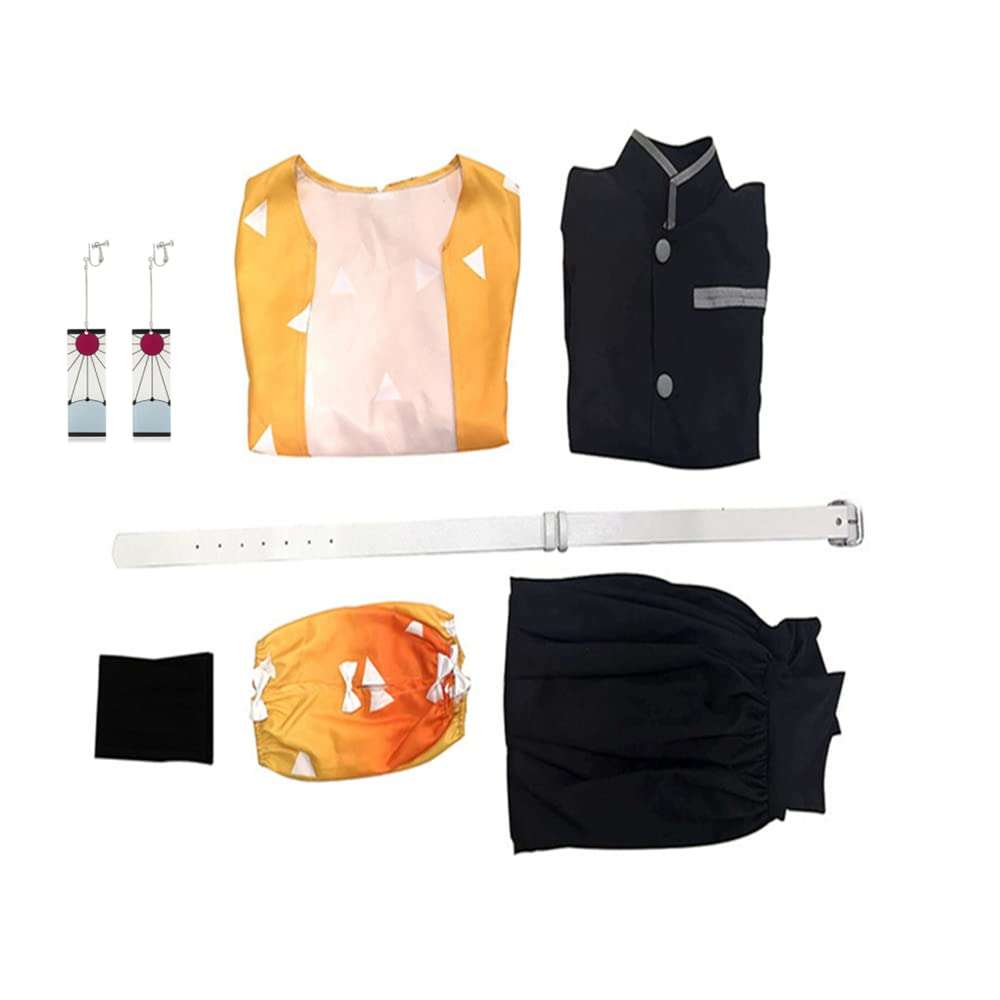 Zenitsu Cosplay Costume Giyuu Cosplay Kimono Halloween Tanjiro Cosplay Women men's Set (Zenitsu, +120/ CM) 5