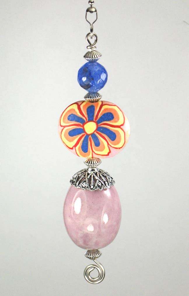 Opaque Lilac Oval with Big 70s Flower Power Ceiling Fan Pull 5