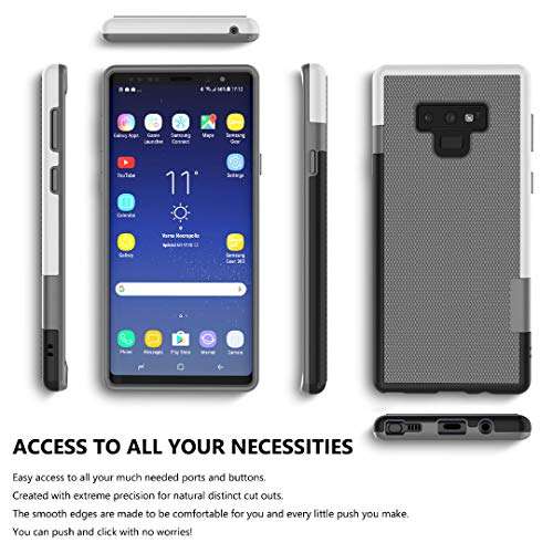 Samsung Galaxy Note 9 Case, Zectoo Ultra Slim 3 Color Hybrid Impact Anti-Slip Shockproof Soft TPU Hard PC Bumper Extra Front Raised Lip Case Cover for Samsung Galaxy Note 9 (6.4 inch) - Light Gray 3