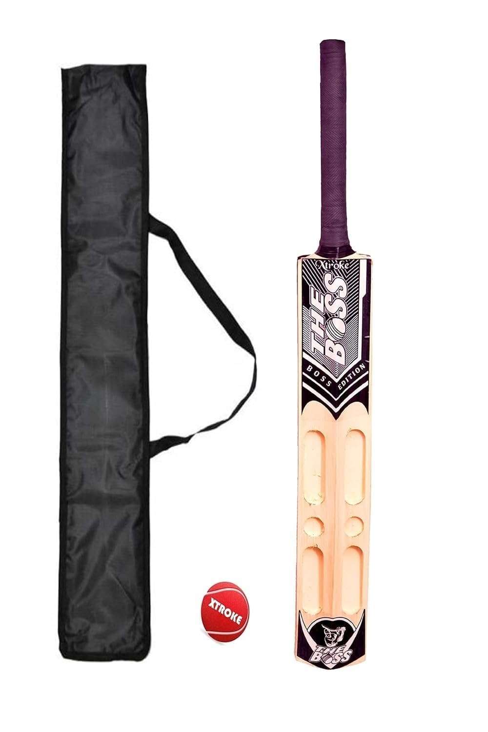 XTROKE The BOSS Scoop Edition Popular Willow Premium Cricket Bat with Tennis Ball and Bat Cover for Man's & Adult, Advance Play All Tennis Ball, Gully Cricket, Tournament Match (Size 04) 1