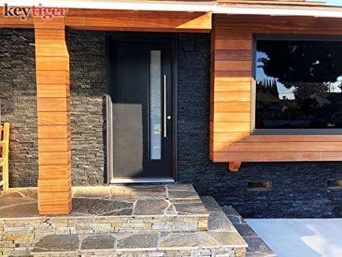 KEYTIGER 12" Long Two-Sided Stainless Steel Matte Black Door Handles Modern Front Door Handle Pull for Commercial Glass Doors Sliding Wooden Barn Doors Interior Exterior Pulls, Round Cylindrical Bar 6