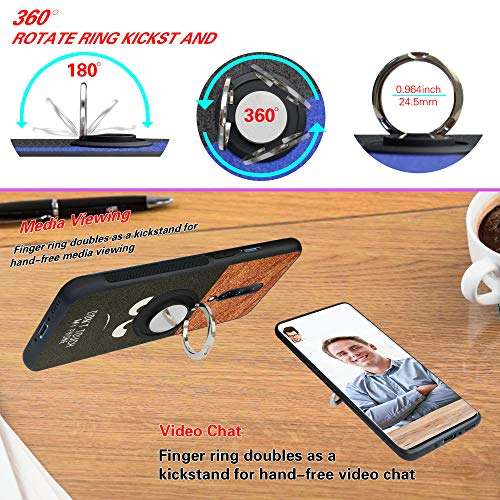 Alapmk Compatible with OnePlus 7 Pro Phone Case, OnePlus 7 Pro 5G Case, Do not Touch Pattern Design Scratch Resistant Bumper Case with 360 °Ring Kickstand for OnePlus 7 Pro Smartphone 3