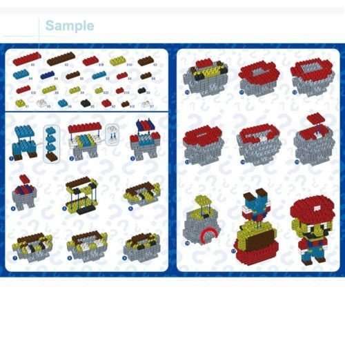 GeekGoodies Micro Building Construction Blocks Assembly Game Puzzle Kids Toy - Dog + Blue Monster Design - Set of 2 6
