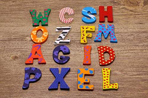 Penta Angel 26Pcs Wooden Magnets Fridge Letters Wood Large Magnetic Refrigerator ABC Alphabet Cute Spelling Learning for Preschool Educational 3