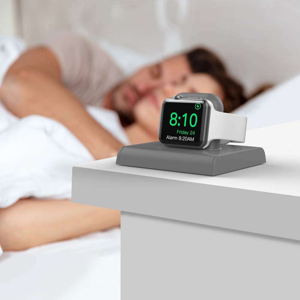 Delidigi iWatch Charging Stand Dock ABS Desktop Holder Accessories [Adapter NOT Included] Compatible with Apple Watch Series SE/6/5/4/3/2/1(44/42/40/38mm), Supports Nightstand Mode (Dark Grey) 6