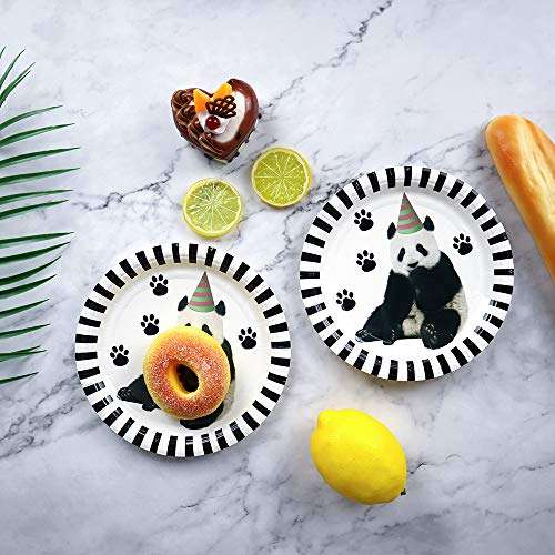 Pandecor Panda Party Supplies, 50 Pack 7 Inch Panda Disposable Paper Dessert Plates for Kid's Panda Themed Birthday Party Supplies 5