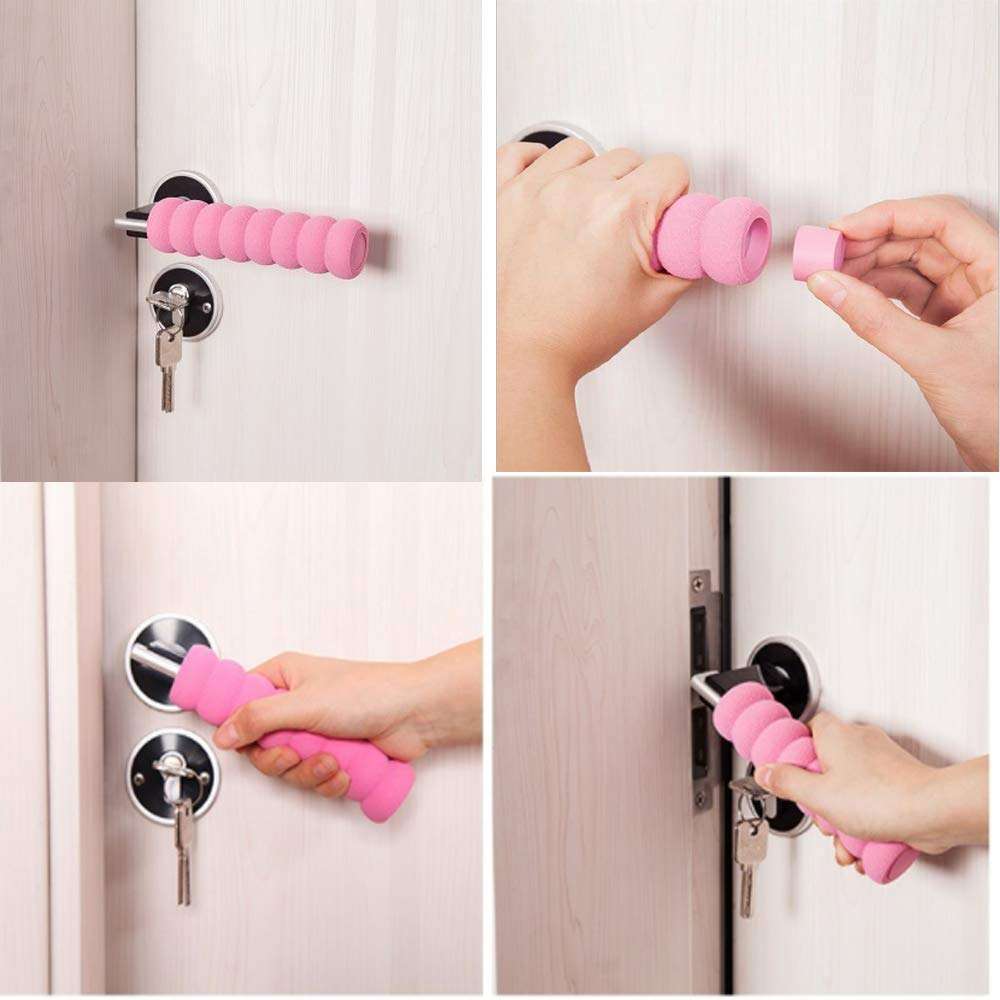 VEIREN 10 Pack Door Knob Covers Spiral Soft Foam Anti-Collision Lever Door Handle Cover Guard Elastic Dust Covers Door Stopper Children Kids Safety Protector Cases for Home Office Hospital School 5