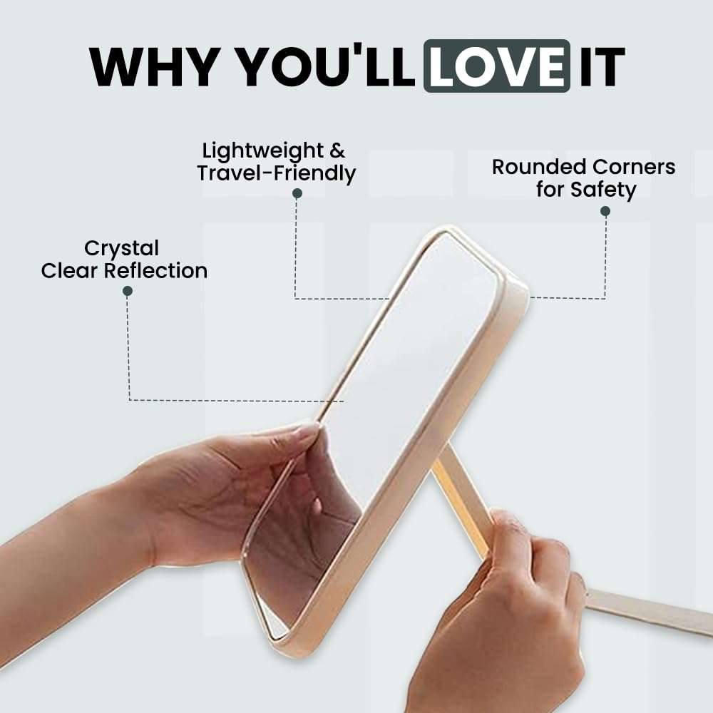 TOMATUS Hand Mirror | Glass Rectangle Cosmetic Standing Mirror for Makeup, Portable for Travel, Camping, Home (Blue - Pack of 1, Rectangular, Floor Mount, Framed) 5