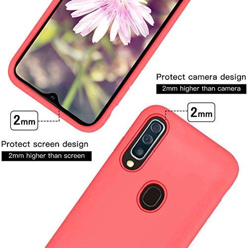 Vinve for Samsung Galaxy A50 Case with Tempered Glass Screen Protector [2 Pack], Liquid Silicone Slim Fit Drop Protection Case for Galaxy A50 (Red) 4