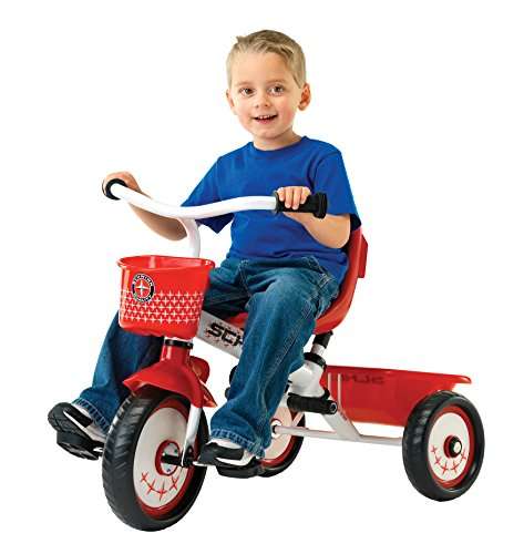 Schwinn Easy Steer Bike for Toddler, Kids Tricycle with Removable Push handle, Steel Trike Frame, Boys and Girls Ages 2-4 Year Old, Red/White, 8" 4