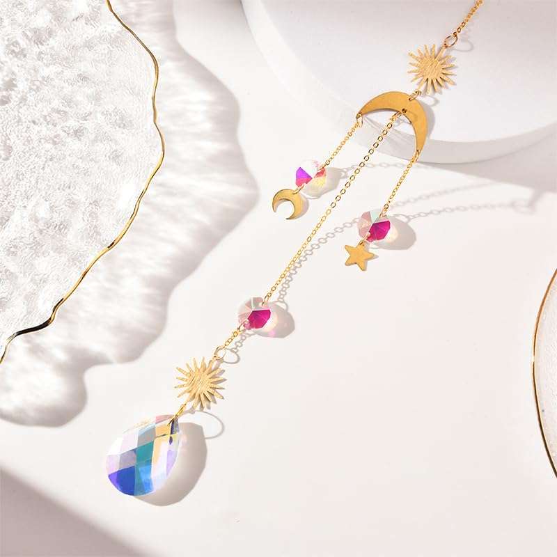 HASTHIP® 4Pcs Crystal Sun Catcher Hanging Charms for Home Decor, Glittering Reflective Colorful Sun Light Catcher Hanging Ornaments for Window, Room, Balcon 4