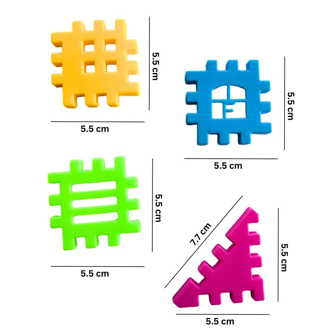 Faibhi House Building Block Set with Storage Pouch |Constructive, Creative & Educational Activity Kit | Puzzle Assembly Shape Toy Set for Kids (House Block with Zipper Pouch_75 pcs) 4