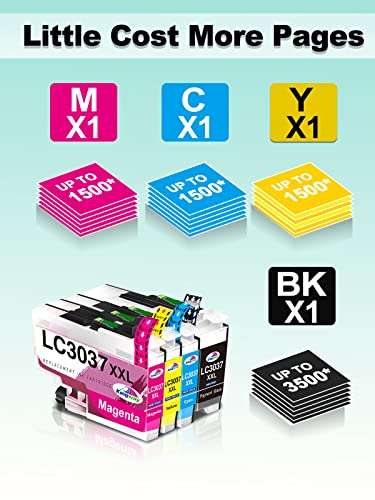 KINGWAY LC3037 Ink Cartridges, Replacement for Brother LC3037 LC3037XXL LC3039 Ink Work for Brother MFC-J5845DW MFC-J5845DWXL MFC-J5945DW MFC-J6545DW MFC-J6545DWXLPrinter 4 Pack(1BK, 1C, 1M, 1Y) 2