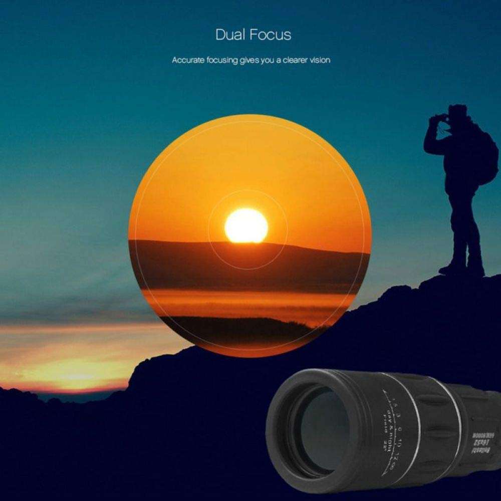 MUMUMI 16X52 Dual Focus Monocular Telescope,Optical Zoom Lens Binocular,Lens Hunting Scope Outdoor Accessories a/Black/L 3