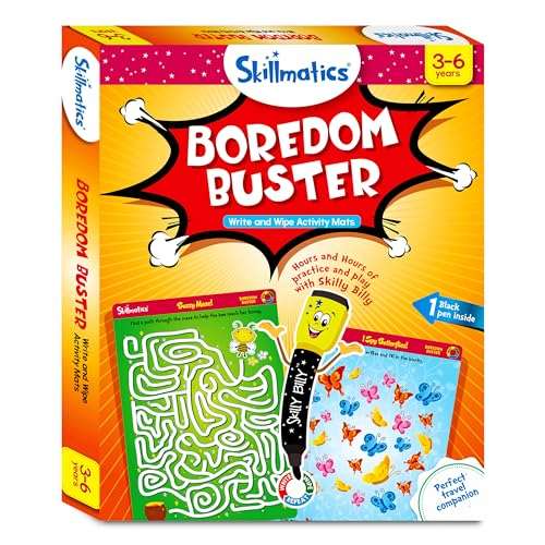 Skillmatics Educational Game - Boredom Buster, Reusable Activity Mats with Dry-Erase Marker, Gifts, Travel Toy for Kids Ages 3, 4, 5, 6 6
