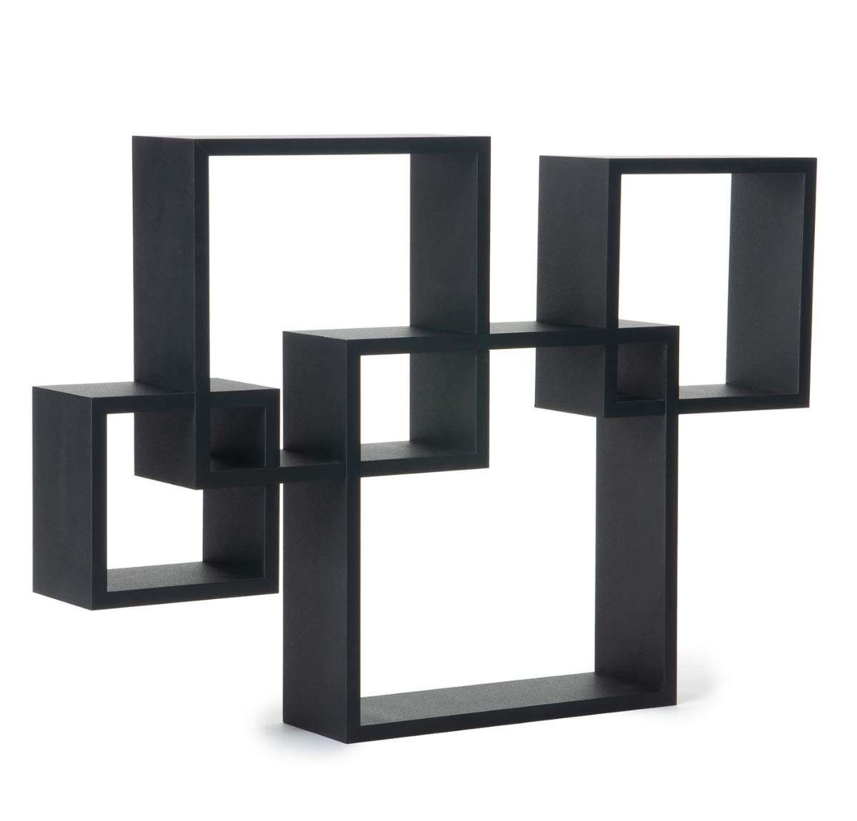 Wooden Cave Handicraft Items for Home Decor Wall hangings Wooden Shelves and Racks for Study Room, Living Room, Office and Bedroom (Black) (Set of 4) 5