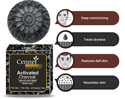 Cennet Activated Charcoal Soap For Women, Deep cleaning & Moisturising Skin & Remove Pimples, Blackheads, Acne Skin care soap.(Set of 2)(2 X 100g) 6