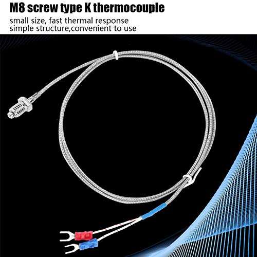 Screw Thread Type K Thermocouple Probe Temperature Sensor Wire (M8,0-400℃ 100mm)(1M) 5