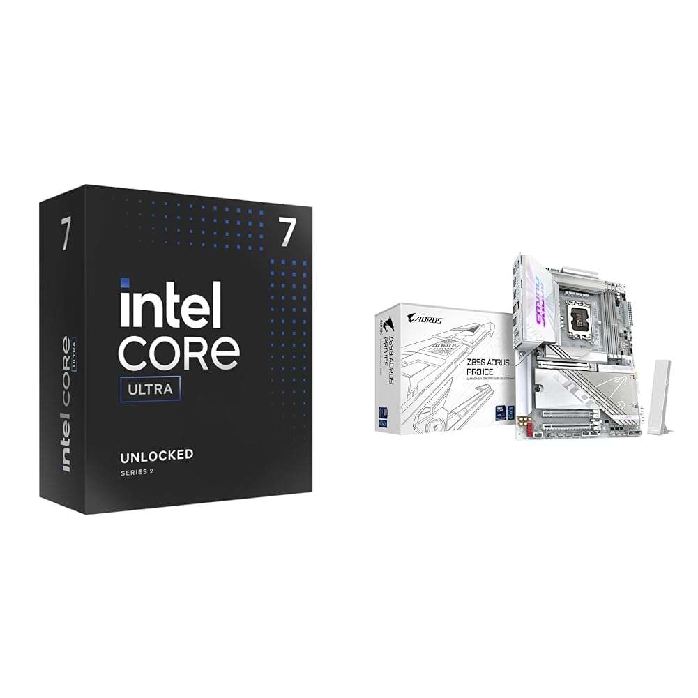 Intel Ultra 7 Desktop Processor 265K - 20 cores (8P+12E) & GIGABYTE Z890 AORUS Master Intel Core Ultra (Series 2) LGA 1851 Motherboard,ATX,DDR5,5X M.2,PCIe 5.0,Thunderbolt 4,WIFI7,10GbE LAN,EZ-Latch 1