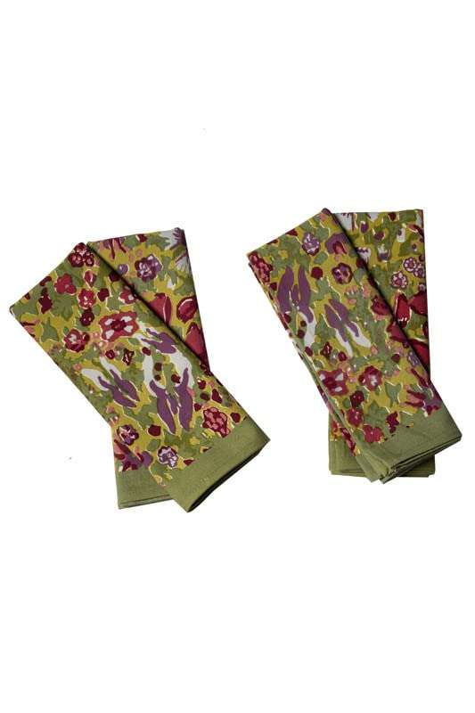 CONTRAST LIVING Milan Hand Block Printed Kitchen Towel/Dish Towel/Hand Towel Multi Color Set of 4 Pcs 4