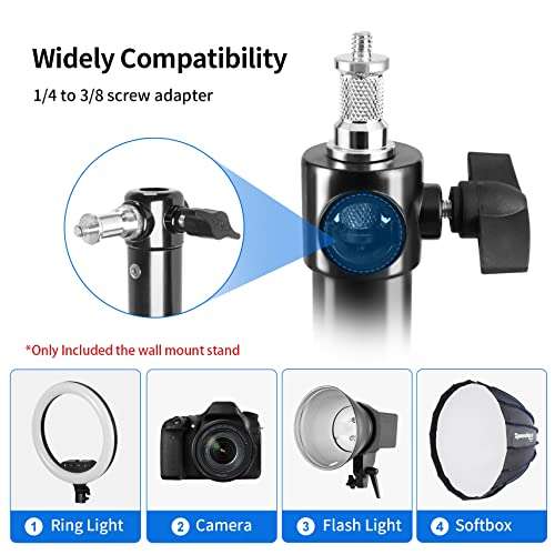 Selens Wall Mount Triangle Boom Arm-Max Length 5.9 Feet/180cm , 180° Flexible Rotation Camera Wall Mount for Photography Strobe Light, Ring Light, Umbrella Softbox, Reflector (Black) 4