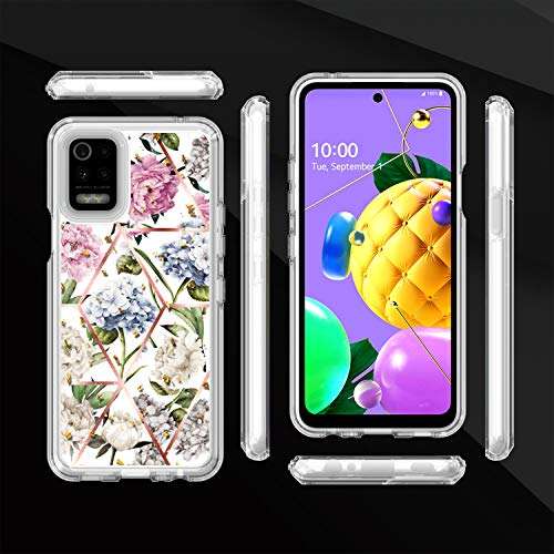 KACHEN Cell Phone Case for LG K22, with Glitter Powder IMD Design Gold Slim Fit Cute Flower Woman Girly Floral Blink Luxury Sparkle Shockproof Bumper Hybrid Case 2