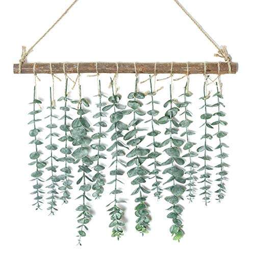 MEET ROSE Bathroom Decor Artificial Eucalyptus Wall Hanging Decor-Fake Eucalyptus Leaves Greenery Farmhouse Rustic Wall Hanging for Wedding，Bedroom，Kitchen，Nursery,Party Boho Home Decorations（Green）