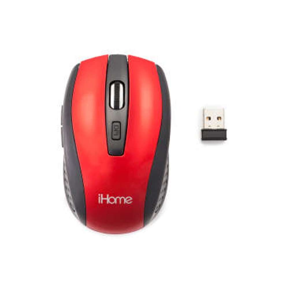 iHome Red 6-Button 2.4GHz Optical Wireless Mouse