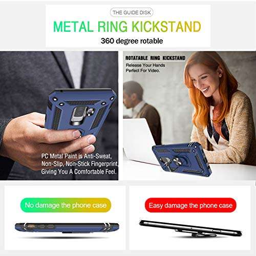 Gritup Compatible for Samsung Galaxy S9+ Case (No fit for S9) with 3D PET Screen Protector, Military-Grade Shockproof Protective Phone Case with Magnetic Kickstand Ring for Samsung S9 Plus Brown 5