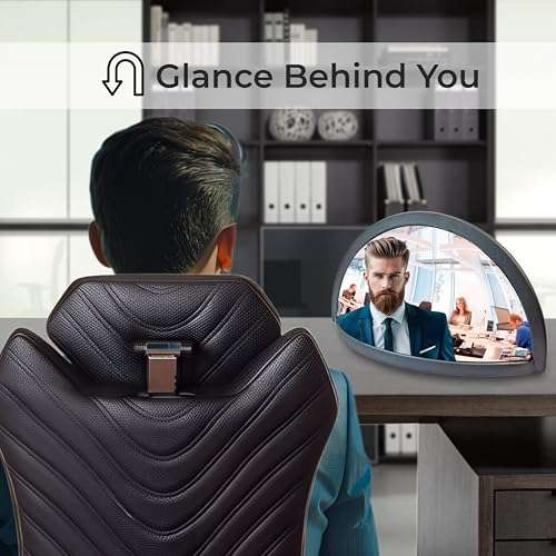 Skywin Half Concave Mirror Cubicle Decorations 8.7×2×4.4 in, Multipurpose Cubicle Mirror, Desk Mirror to See Behind You, Aesthetic Office Cubicle Accessories, Office Cubicle Decor Organizer (Black) 3