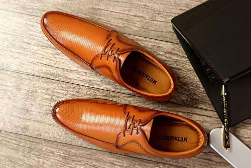 MUTAQINOTI Men's Formal Shoes Tan Handcrafted Leather Shoes for Men (in_DYTN) 9UK 3