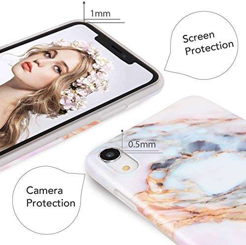 Imikoko iPhone XR Case Marble, iPhone XR Slim Case, Soft Flexible TPU Marble Case Shockproof Protective Case Cover for iPhone XR 6.1 inch (Pink) 3