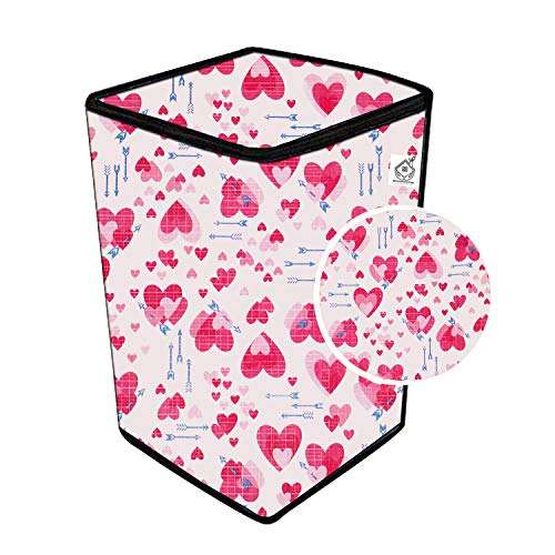 Jm Homefurnishings Vinyl Washing Machine Cover for Lg 6.2 Kg Fully Automatic Top Loading, T7288nddla.abwpeil, Love Heart Print (Brink Pink)