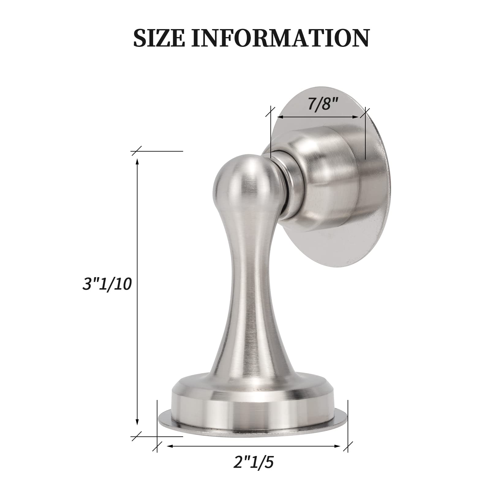 GOLDSEED Door Stopper, 304 Magnetic Door Stopper, Stainless Steel, No Drill Doorstop with 3m Self Adhesive Tape, Screws for Stronger Mount, Hold Door Open, Silver 6