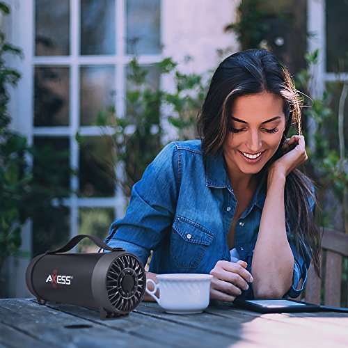 AXESS SPBT1056 Portable Bluetooth Speaker With Built-In Usb Support, Fm Radio, Line-In Function And Rechargeable Battery, Yellow 4