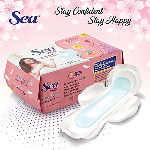 SEA Sanitary Pad For Women | 30 XXL Maxi + 6 XL Maxi Period Combo Pack | Organic Cotton Pad with Leak And Odour Lock Technology 3