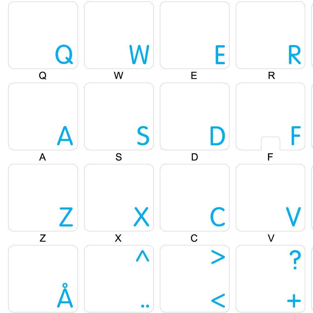 Apple Norwegian Sticker for Keyboard with Blue Lettering Transparent for Desktop, Laptop and Notebook 1