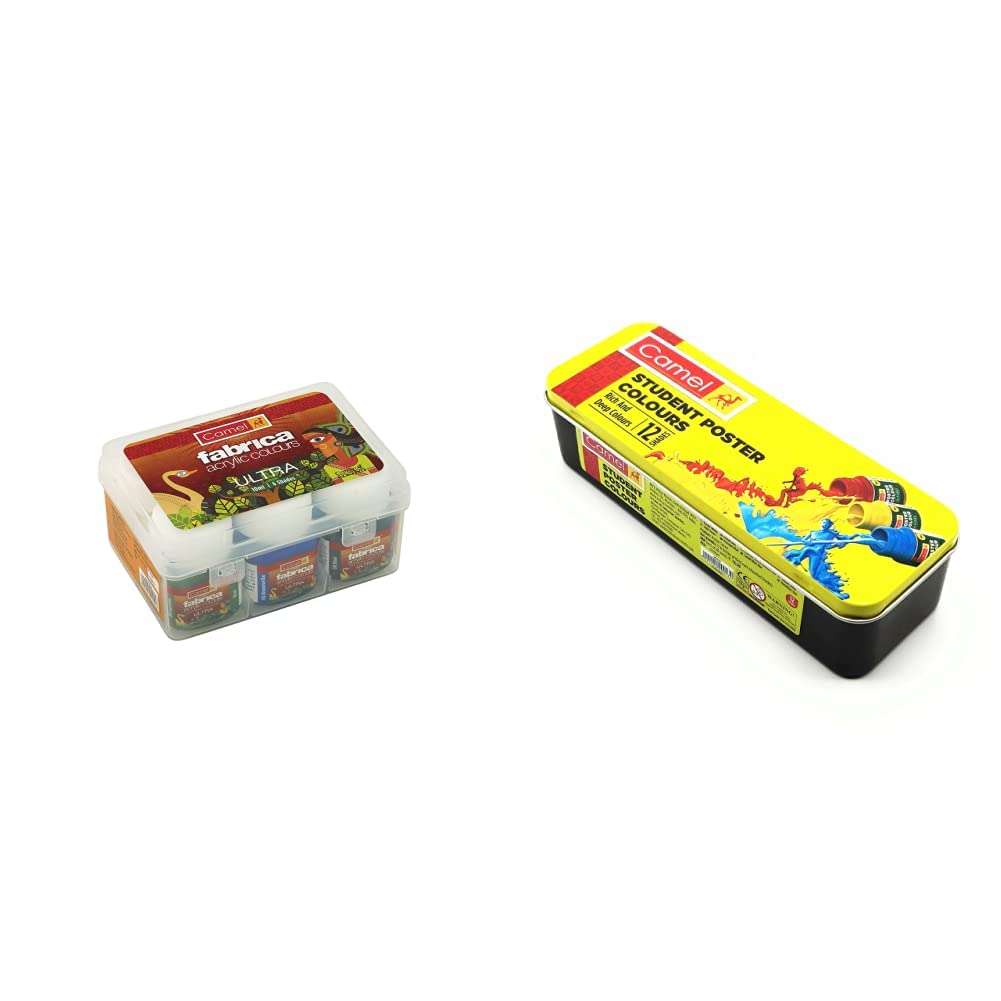 Camlin Kokuyo Fabrica Acrylic Ultra Colors - 10Ml Each, 6 Shades & Camel Camlin Kokuyo Student Poster Color - 10Ml Each, 14 Shades