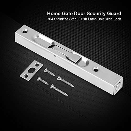 Door Flush Bolt Latch Slide Bolt Lock 304 Stainless Steel Security Door Guard Lever Action with Strike and Screws for Wooden French Doors (6inch) 4