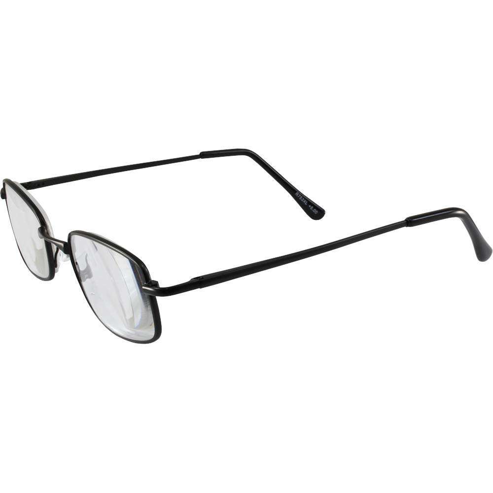 Men's High-Powered Reading Glasses: Matte Black Frame and Black Case +4.00 Magnification Clear Aspheric Lenses