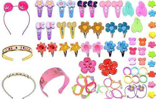 NAKAS Baby Hair Band; Mix Style Tic Tac; Hair Clips; Pin; Elastics Ponytail Holder Hair Accessories for Girls ; 67 Pieces/Set (Multicolour) 1