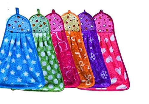 N G Products Soft Cotton Hanging Hand Towel Napkin for Wash and Kitchen Basin (Multicolor) - Pack of 6 1