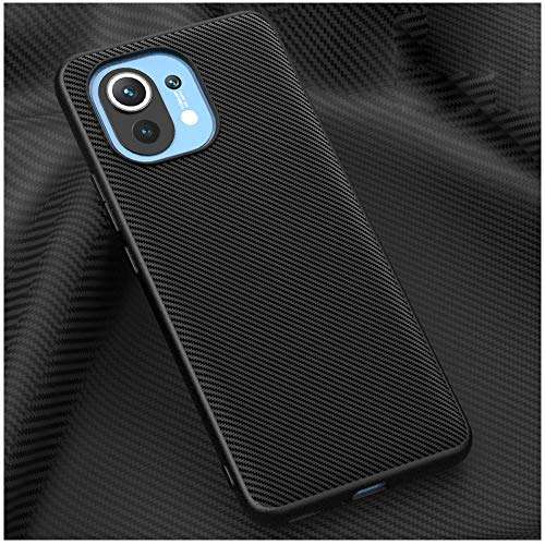 DOOTOO for for Xiaomi Mi 11 Case Luxury Carbon Fiber Leather Hybrid PC Shockproof Protection Cover Case for Xiaomi Mi 11 (Carbon Fiber Black) 2