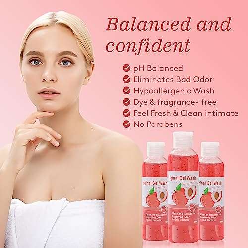 Feminine Wash & Yoni Oil & Yoni Soap Set for Women, Yoni Wash for Vaginal Ph Balance Remove Odor Moisturizing, 1 Fl.Oz Feminine Oil & 5.07 Fl.Oz Vaginal Gel 3.53 Oz Peach Yoni Soap 2