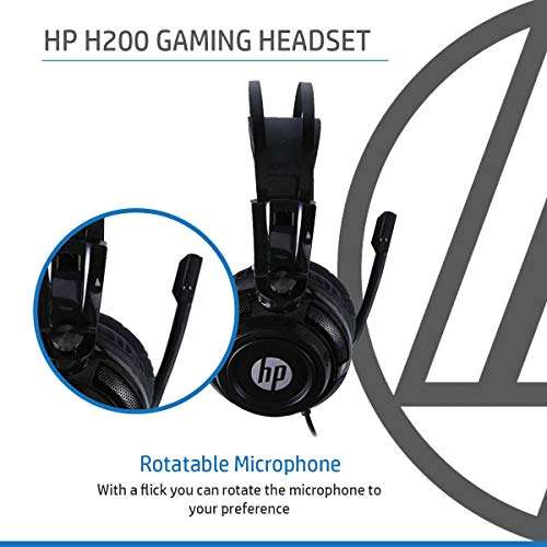 HP H200 Wired Gaming Over Ear Headphones with Mic/Compatible with PCs, Laptops and Other Devices with 3.5mm Audio Output/1 Year RTB Warranty, 8AA04AA (Black) 4