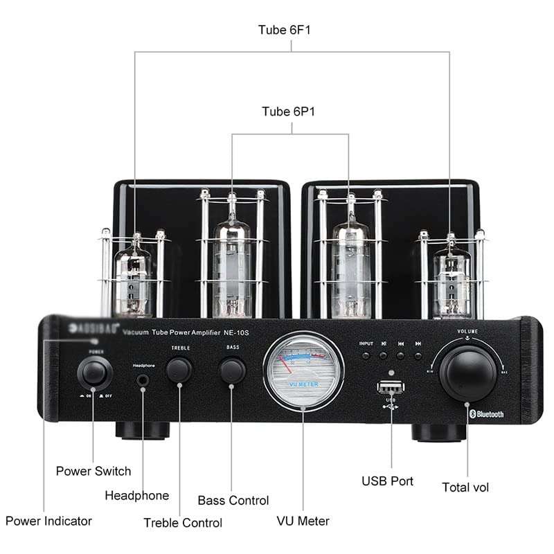 Tube Amplifier Audio 40Wx2 Professional Home Theater HiFi Stereo Power Amplifier USB Headphone Amp 3