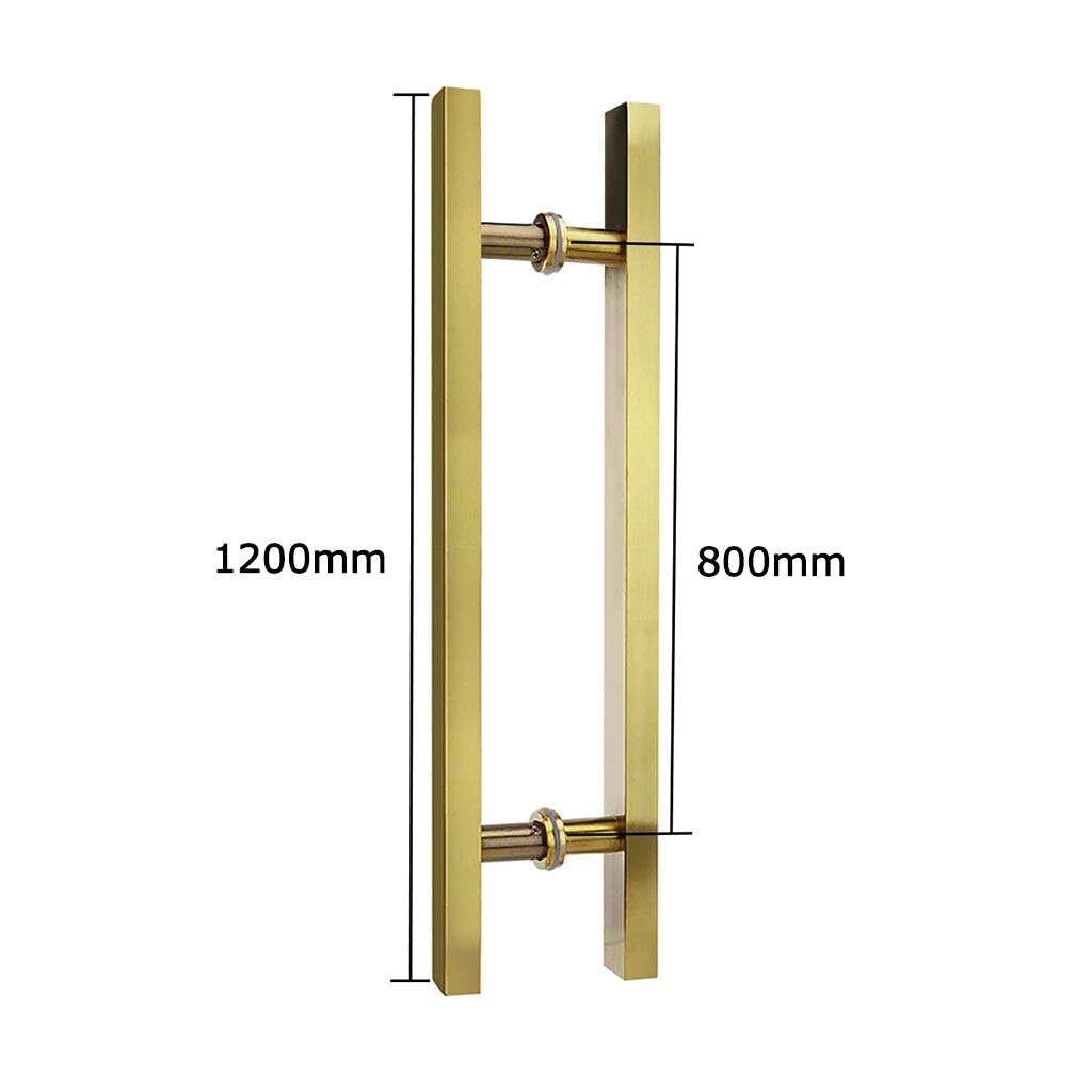 Brushed Stainless Steel Square Tube Office Glass Door Handle/Wooden Door Handle/Push-Pull Door Handle - Gold, 8 Sizes (Size : 1200×800mm) 2