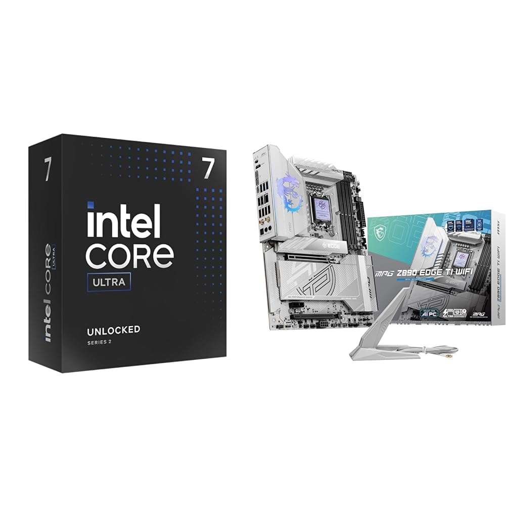 Intel Ultra 7 Desktop Processor 265K - 20 cores (8P+12E) & MSI MPG Z890I Edge TI WiFi Motherboard, Mini-ITX - Supports Intel Core Ultra Processors (Series 2), LGA 1851-110A SPS VRM, Wi-Fi 7, 5G LAN 1